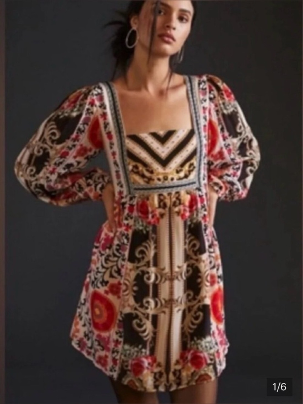 Anthropologie Nikasha Baroque Floral Mini Dress Small